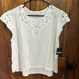 Lucky Brand women’s crochet neck cap sleeve top size large